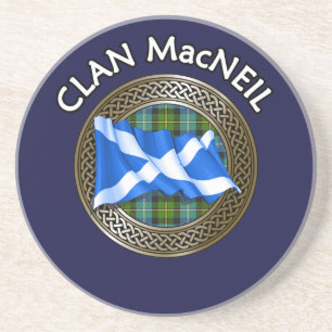 Clan MacNeil Tartan Knot & Flag Coaster