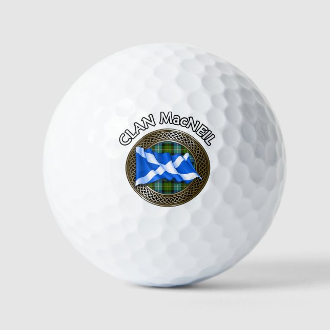 Clan MacNeil Tartan Knot & Flag Golf Balls (Front)