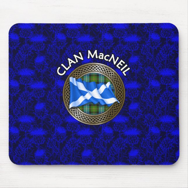 Clan MacNeil Tartan Knot & Flag Mouse Mat (Front)