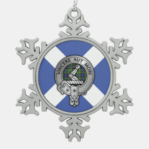 Clan MacNeill of Gigha Crest & Tartan Snowflake Pe Pewter Christmas Ornament