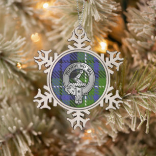 Clan MacNeill of Gigha Crest & Tartan Snowflake Pewter Christmas Ornament