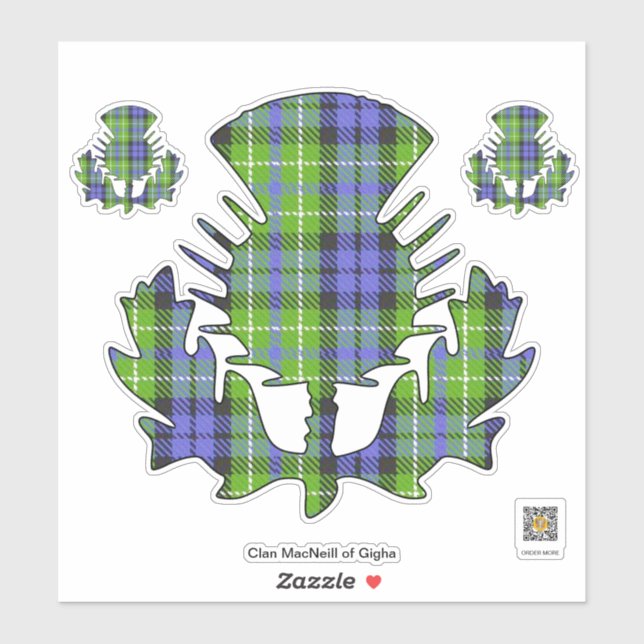 Clan MacNeill of Gigha Tartan Thistle Sticker (Sheet)
