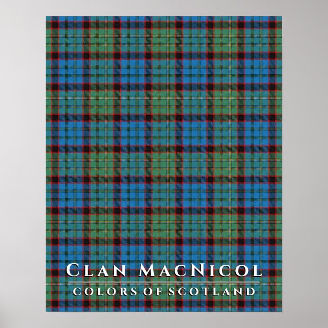 Clan MacNicol Colours of Scotland Hunting Tartan Poster (Front)