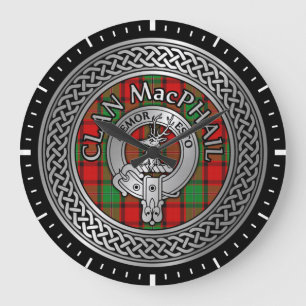 Clan MacPhail Crest & Tartan Knot Large Clock