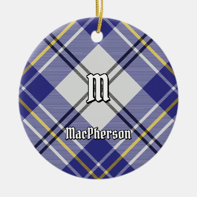 Clan MacPherson Blue Dress Tartan Ceramic Ornament (Front)