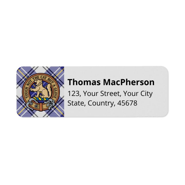 Clan MacPherson Blue Dress Tartan Label (Front)