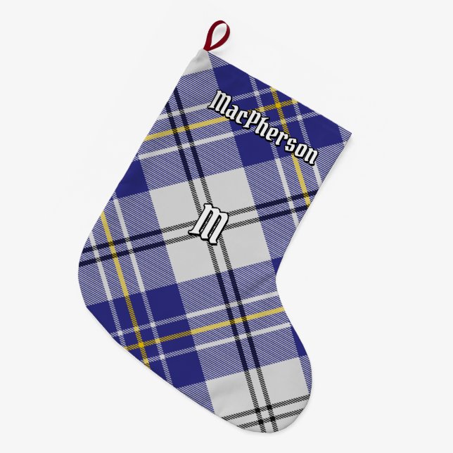 Clan MacPherson Blue Dress Tartan Large Christmas Stocking (Front (Hanging))