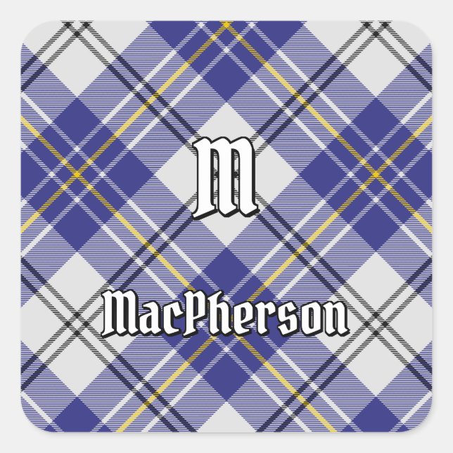 Clan MacPherson Blue Dress Tartan Square Sticker (Front)