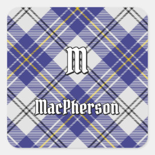 Clan MacPherson Blue Dress Tartan Square Sticker