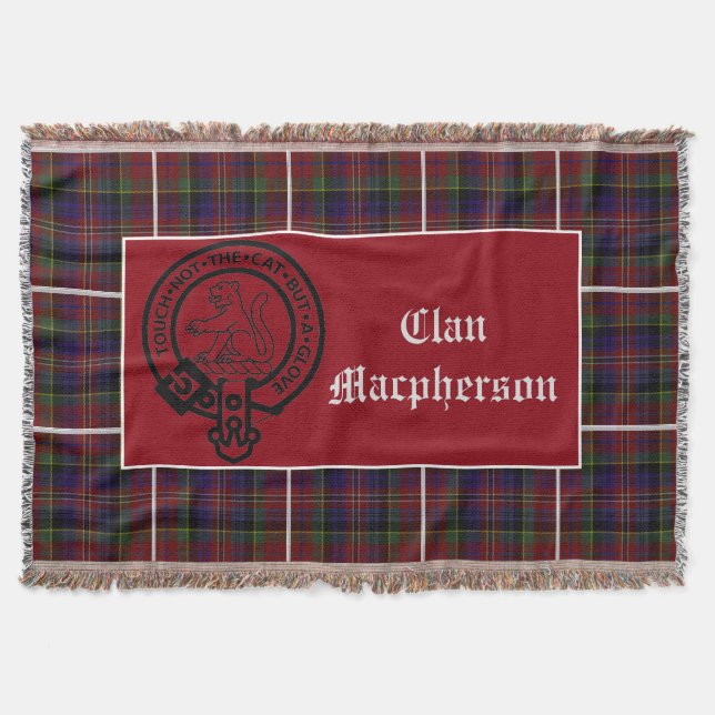 Clan Macpherson Crest Badge & Tartan Throw (Front)