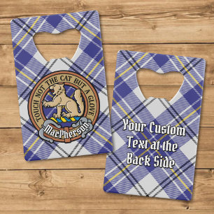 Clan MacPherson Crest over Blue Dress Tartan