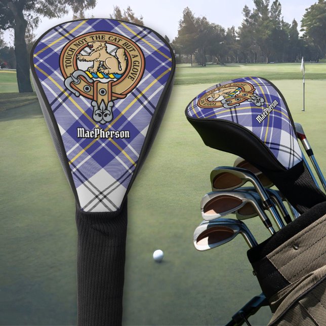 Clan MacPherson Crest over Blue Dress Tartan Golf Head Cover (Creator Uploaded)