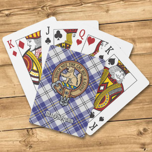 Clan MacPherson Crest over Blue Dress Tartan Playing Cards