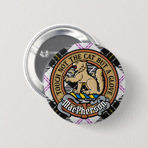 Clan MacPherson Crest over Dress Tartan 6 Cm Round Badge