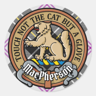 Clan MacPherson Crest over Dress Tartan Classic Round Sticker