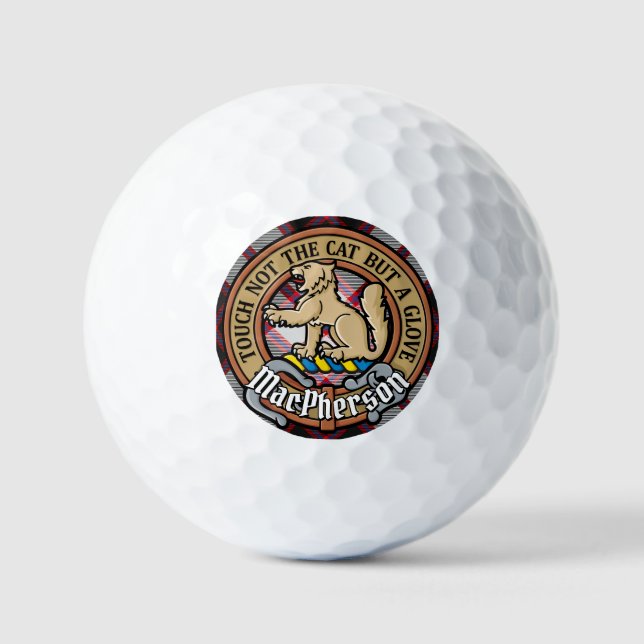 Clan MacPherson Crest over Dress Tartan Golf Balls (Front)