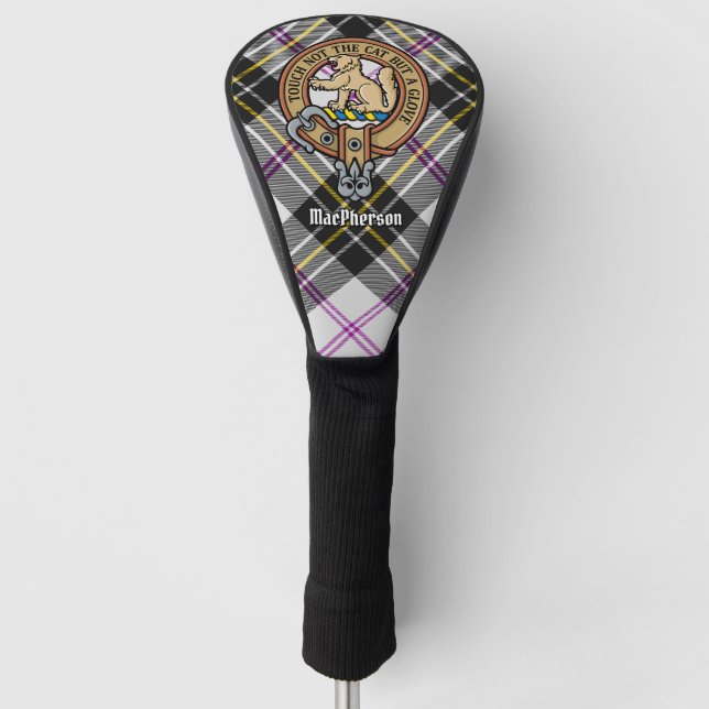 Clan MacPherson Crest over Dress Tartan Golf Head Cover (Front)