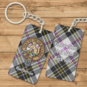 Clan MacPherson Crest over Dress Tartan Keychain