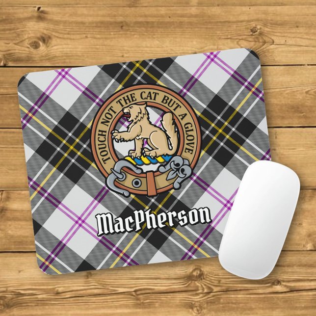 Clan MacPherson Crest over Dress Tartan Mouse Mat (Creator Uploaded)