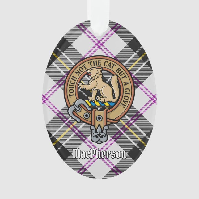Clan MacPherson Crest over Dress Tartan Ornament (Front)