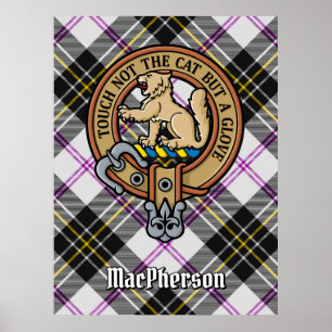 Clan MacPherson Crest over Dress Tartan Poster