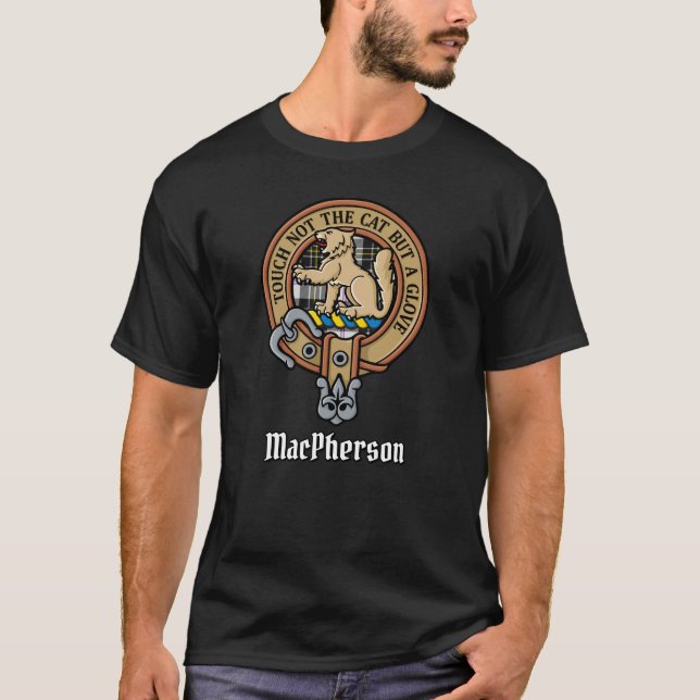 Clan MacPherson Crest over Dress Tartan T-Shirt (Front)