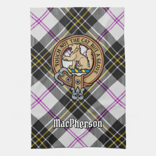 Clan MacPherson Crest over Dress Tartan Tea Towel
