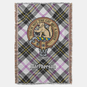 Clan MacPherson Crest over Dress Tartan Throw Blanket