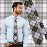 Clan MacPherson Crest over Dress Tartan Tie<br><div class="desc">Clan MacPherson crest badge surrounded by a strap and buckle over dress tartan background. Custom text.</div>