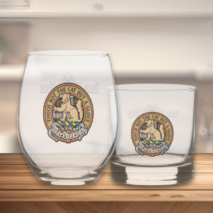 Clan MacPherson Crest over Dress Tartan Whiskey Glass