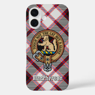Clan MacPherson Crest over Hunting Tartan iPhone 16 Case