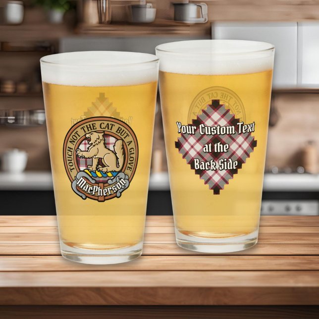 Clan MacPherson Crest over Hunting Tartan Glass (Creator Uploaded)
