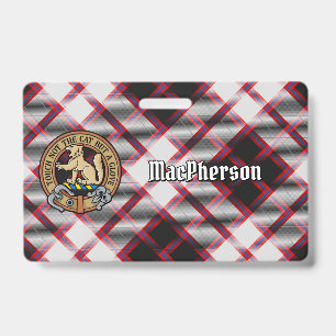 Clan MacPherson Crest over Hunting Tartan ID Badge