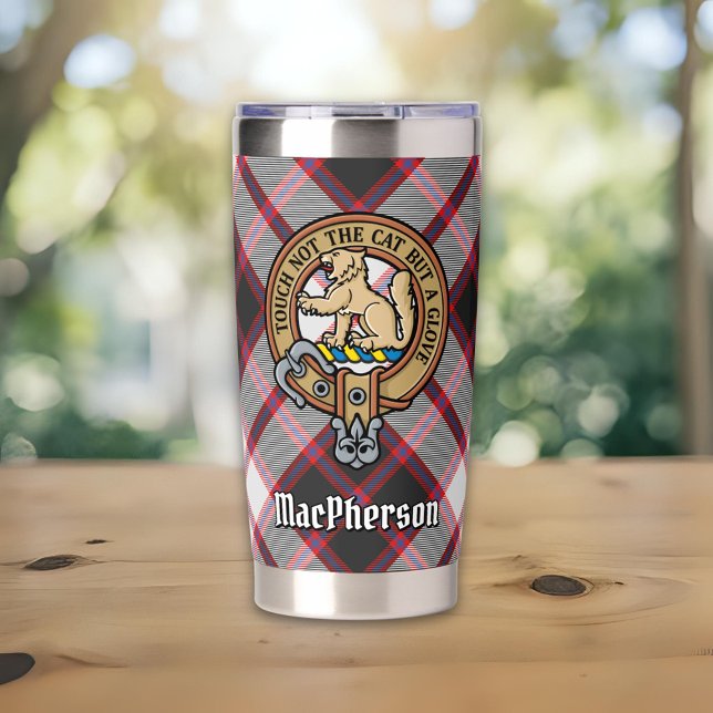 Clan MacPherson Crest over Hunting Tartan Insulated Tumbler (Creator Uploaded)