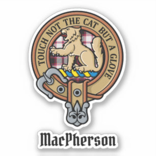 Clan MacPherson Crest over Hunting Tartan Sticker