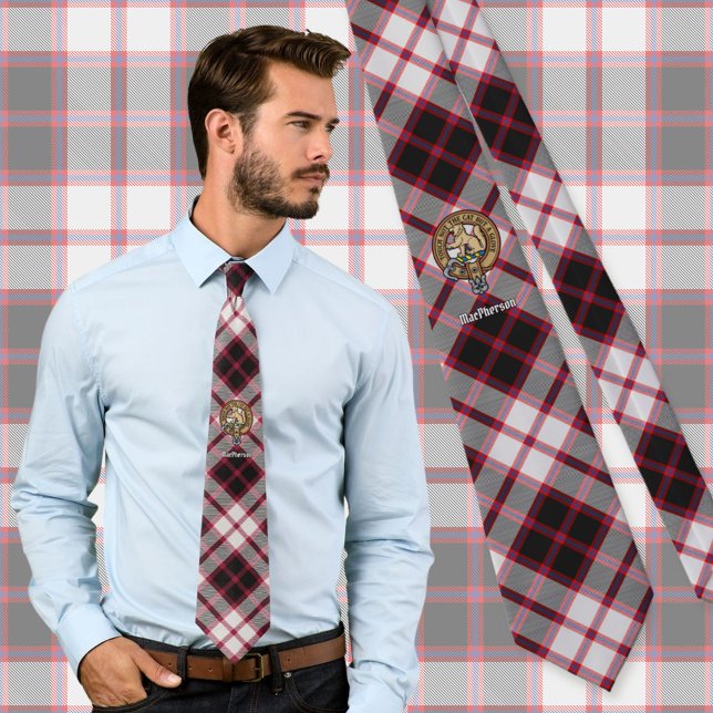 Clan MacPherson Crest over Hunting Tartan Tie (Creator Uploaded)