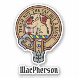 Clan MacPherson Crest over Red Dress Tartan