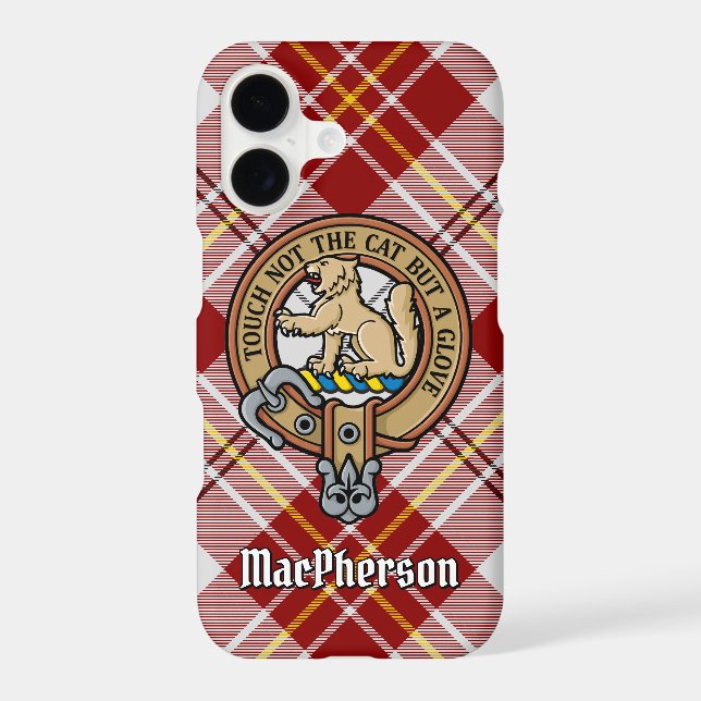 Clan MacPherson Crest over Red Dress Tartan (Back)
