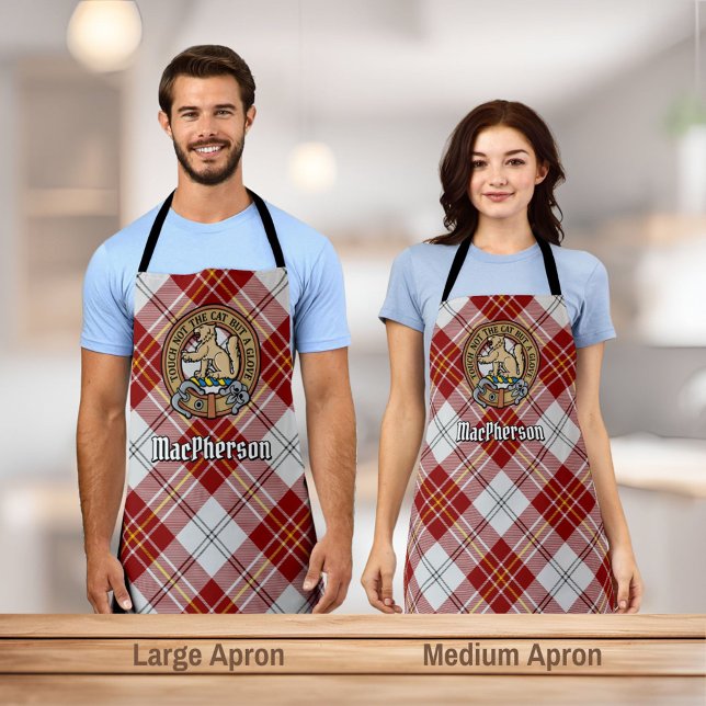 Clan MacPherson Crest over Red Dress Tartan Apron (Creator Uploaded)