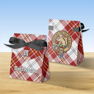 Clan MacPherson Crest over Red Dress Tartan Favour Box