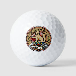 Clan MacPherson Crest over Red Dress Tartan Golf Balls