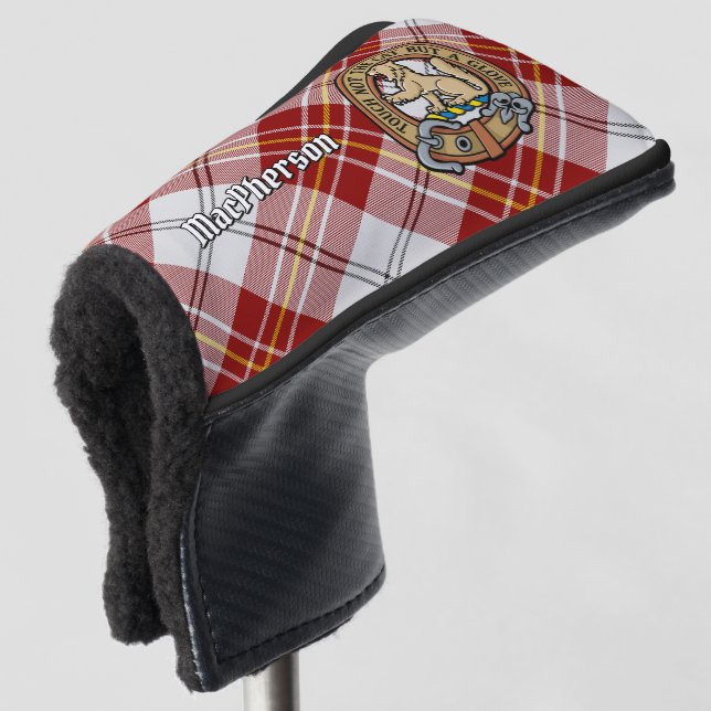 Clan MacPherson Crest over Red Dress Tartan Golf Head Cover (3/4 Front)