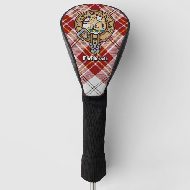 Clan MacPherson Crest over Red Dress Tartan Golf Head Cover (Front)