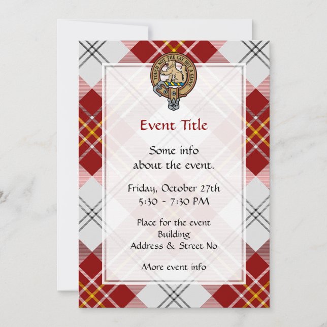 Clan MacPherson Crest over Red Dress Tartan Invitation (Front)