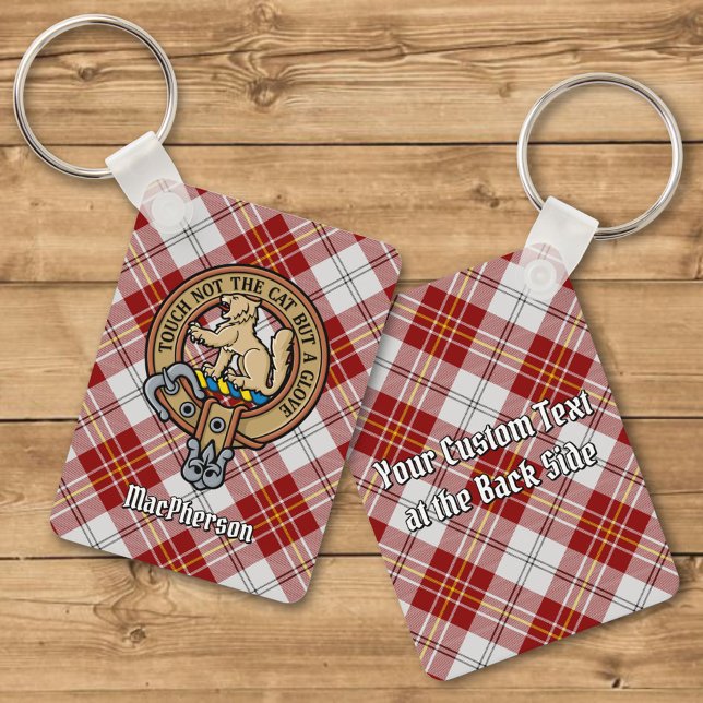 Clan MacPherson Crest over Red Dress Tartan Key Ring (Creator Uploaded)