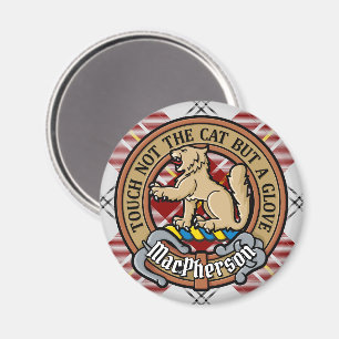 Clan MacPherson Crest over Red Dress Tartan Magnet