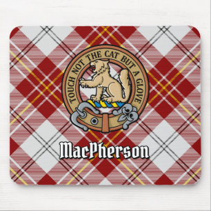 Clan MacPherson Crest over Red Dress Tartan Mouse Mat