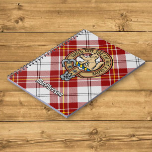 Clan MacPherson Crest over Red Dress Tartan Notebook