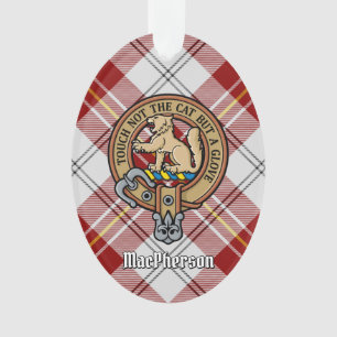 Clan MacPherson Crest over Red Dress Tartan Ornament