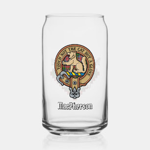 Clan MacPherson Crest over Tartan Can Glass